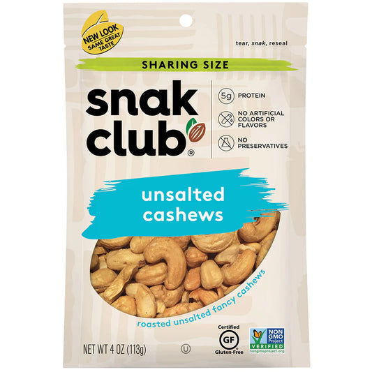 Snack Club Sharing Size Unsalted Cashews